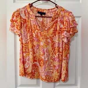 RACHEL Rachel Roy Vibrant Orange and Pink Blouse